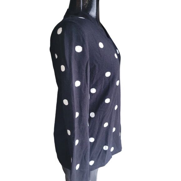 Tommy Hilfiger Black And White Polka Dot V Neck Sweater M - Picture 4 of 7